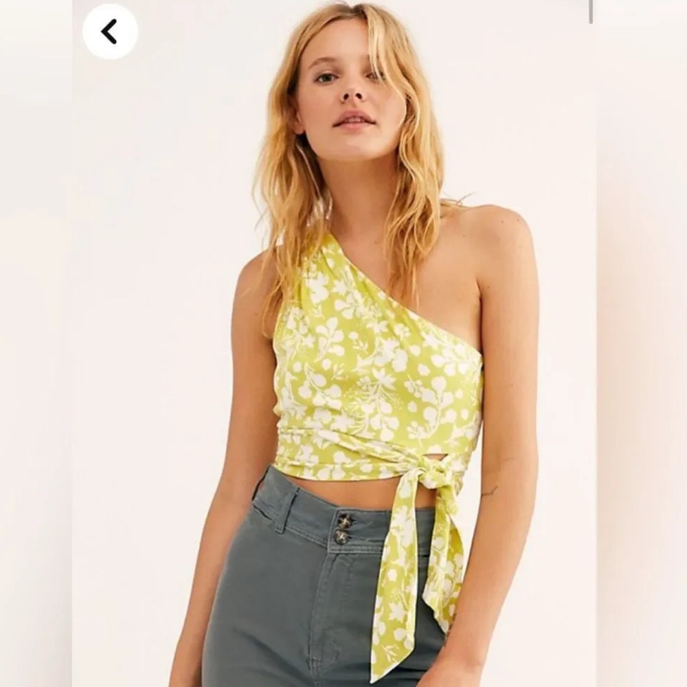 Free People - Carmen Printed Top, Citron Combo, M